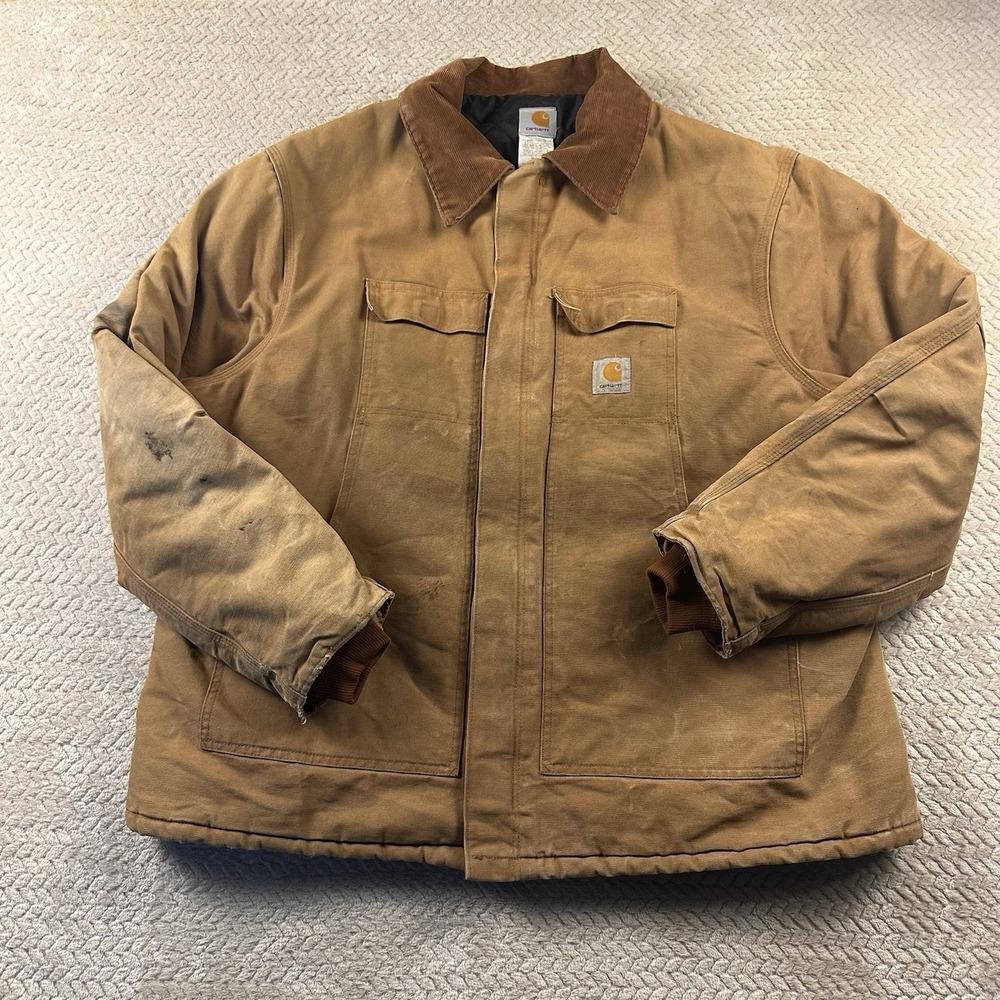 Vintage Carhartt Jacket CO3 Men's 56 (3XL) Union Made USA Farm Chore Coat Grunge